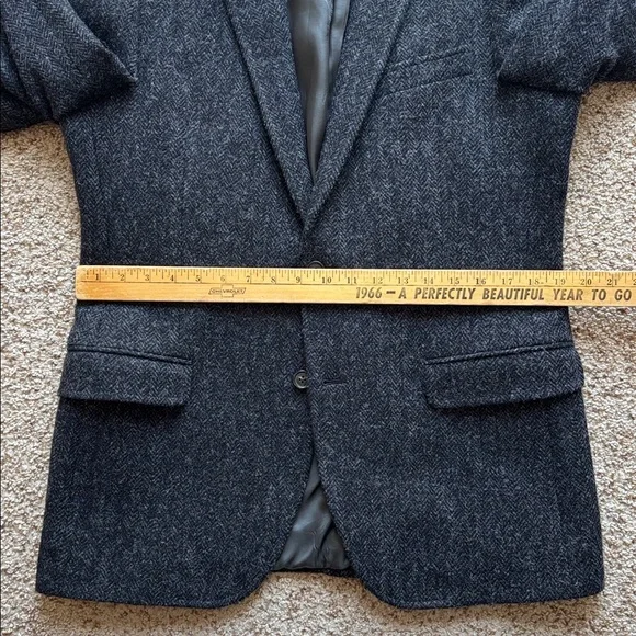 Brooks Brothers Charcoal 1818 Fitzgerald Harris Tweed Blazer Jacket 39 40 R - Picture 9 of 13